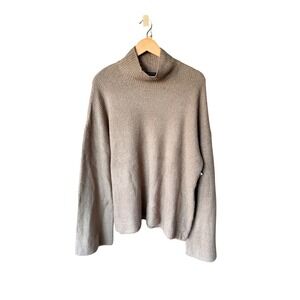 NWT FRENCH CONNECTION Turtleneck Ribbed Knit‎ Sweater Loose Fit Beige Women's L